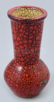 Retró piros kerámia váza, jelzés nélkül, hibátlan, m: 14 cm
