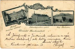 1901 Kecskemét, Rudolf lovassági laktanya, Takarékpénztári épület, Jogi Akadémia. Art Nouveau, Gross Simon kiadása (EK)