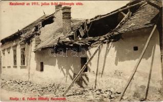 1911 Kecskemét, Fantó fényképész háza a július 8-i földrengés után, romok. G. Fekete Mihály kiadása (Rb)