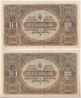 1920. 10K (2x) sorszámkövetők "a 074 692.138 - a 074 692.139" T:III kis beszakadás, szép p...