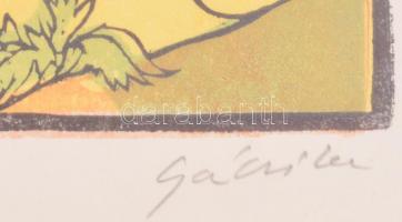 Gácsi Mihály (1926-1987): A farkas és a kecskegidák. (8/100) Színes linómetszet, papír, jelzett. Kis...