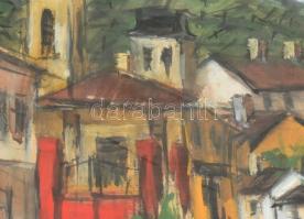 Kaszás István Viktor (1928-2015): Tokaji utca. Vegyes technika, papír, üvegezett keretben, jelzett, ...