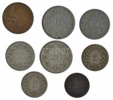 Svájc 1953. 1R bronz + 1957. 2R bronz + 1925-1943. 5R Cu-Ni (2xklf) + 1934-1957. 10R Cu-Ni (2xklf) +...