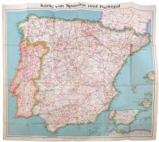 cca 1930 Eduard Gaeblers Spezialkarte von Spanien und Portugal / Spanyolország és Portugália térképe. 1 : 1.200.000. Ed. Gaeblers Geograpisches Institut, Leipzig. Hajtva, 95x81 cm
