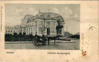 1900 Kecskemét, Színház, lovaskocsi. Divald Károly 297. (fa)