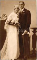 1935 Budapest, esküvő, házaspár / wedding, married couple. Labori Műterme photo