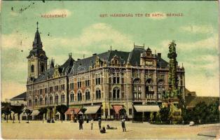 1908 Kecskemét, Szentháromság tér és szobor, Katolikus bérház (EK)