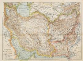 cca 1914-1918 G. Freytags Karte von Persien und Afghanistan / Perzsia és Afganisztán térképe. 1 : 5.000.000. Kartograpische Anstalt G. Freytag & Berndt, Wien. Hajtva, kissé sérült borítóval, 55x40 cm