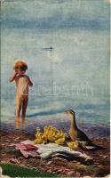 1917 Annexe / Children art postcard. Salon J.P.P. 2111. s: Brasen (fa)