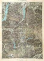 cca 1920 Karte des Salzkammergutes. Blatt II. / Salzkammergut (Ausztria) térképe. (II. lap). 1 : 75.000. Kartographisches Institut, Wien. Hajtva, szakadással, 80,5x61,5 cm