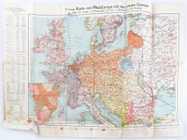 cca 1917-1918 G. Freytags Karte von Mittel-Europa mit den neuen Grenzen / Közép-Európa térképe az új határokkal. 1 : 5.000.000. Kartograpische Anstalt G. Freytag & Berndt, Wien. Hajtva, kisebb szakadásokkal, 78x54 cm