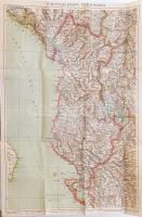 cca 1914-1918 G. Freytags Karte von Albanien / Albánia térképe. 1 : 600.000. Kartograpische Anstalt G. Freytag & Berndt, Wien. Hajtva, sérült borítóval, 67x48 cm