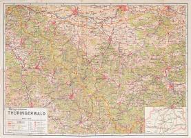 cca 1950-1960 Thüringer Wald. Phönix Heimat- und Wanderkarte / A Türingiai-erdő térképe. 1 : 150.000. Hajtva, szakadásokkal, 59,5x40 cm