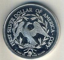 USA DN Az első ezüst USA-dollár kópiája Ag 31,2g T:PP tanúsítvánnyal