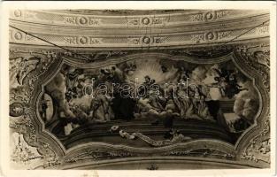Zirc, Mennyezetkép a zirci apátsági templomban, XVIII. sz. Rest.: Innocent Ferenc 1891. A Boldogságos Szűz Ciszterci Rend Királynője