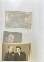 cca 1920-1945 Katonai fotó gyűjtemény a Horthy-korszakból: esküvői, családi képek, portrék, közte néhány keményhátú is, összesen kb. 110 db. Köztük több feliratozva, vegyes méretben és állapotban, mappában.