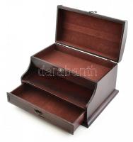 Asztali fiókos irattartó, szekreter. Fa, filc béléssel. Kis kopásnyomokkal, 35x26x19,5 cm