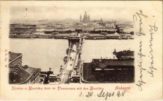 1898 (Vorläufer) Budapest, Kilátás a Bazilika felé, Lánchíd (EK)