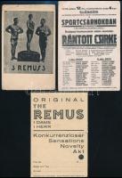 cca 1945 Vegyes cirkuszi tétel (Remus akrobatikus zsonglőrök): 2 db fotó, 3 db szórólap és levelezőlap, sérültek