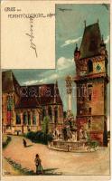 1898 (Vorläufer) Perchtoldsdorf bei Wien. Art Nouveau, litho s: Rosenberger (EK)