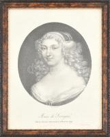 Nicolas Henri Jacob (1782-1871): Marie de Sévigné, XVII. századi francia írónő. Litográfia, papír. Üvegezett fa keretben, 31x23 cm