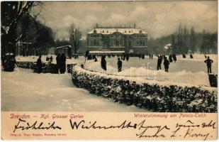 1904 Dresden, Kgl. Grosser Garten, Winterstimmung am Palais Teich