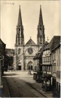Obernai, cathedral, street, shop of Ernest Haeringer. Charles Jaeck photo (gluemark)