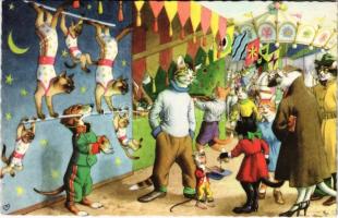Macska Vidámpark / Cats in amusement park. Colorprint B Special 2258/2. - modern