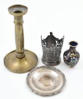4 darabos vegyes fém tétel, apróbb hibákkal, kopásokkal, részben jelzett, m: 8-17cm
