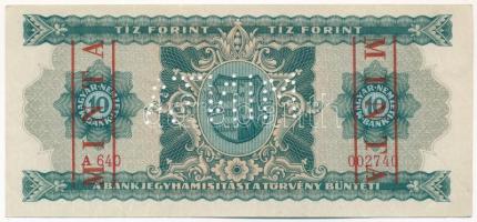 1946. 10Ft "A640 - 002740" sorozat és sorszámmal, piros "MINTA" felülnyomással é...