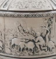 3 darabos kőedény tétel, kopott, részben jelzett, m: 21-30cm