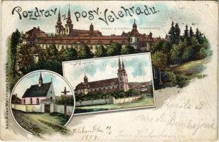 1904 Velehrad, Kostel a kláster Velehrádsky, Poutní chrám, Kaple Cyrillka. Art Nouveau, floral, litho (EB)