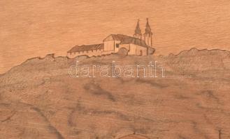 Jelzés nélkül: Kaposvár. Intarzia kép keretben, kopásnyomokkal, 11x15cm