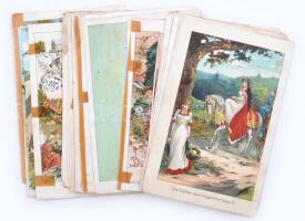 cca 1890-1900 47 db színes litografált gyűjtőkártya, Carl Mayers Kunstanstalt, Nürnberg, vegyes állapotban, 19,5x12,5 cm
