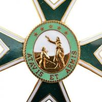 DN "Szent Lázár Lovagrend Nagykereszt" részben zománcozott kitüntetés nyakszalaggal (65mm)...