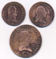 1800B 1kr "I. Ferenc" + 1812E 1kr "I. Ferenc" + 1812B 3kr "I. Ferenc" T:3