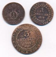1800B 1kr "I. Ferenc" + 1812E 1kr "I. Ferenc" + 1812B 3kr "I. Ferenc" ...