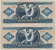 1965. 20Ft (2x) T:III szép papír Adamo F14