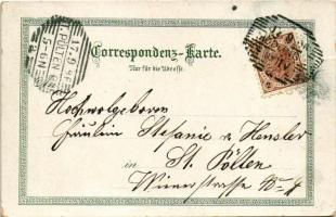 1896 (Vorläufer!) Hinterbrühl, Kirche / general view, church. Regel & Krug Art Nouveau, floral, ...