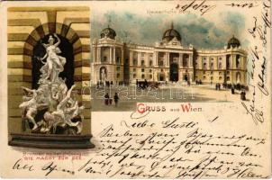 1898 (Vorläufer) Wien, Vienna, Bécs; Kaiserliche Burg, Brunnen an der Hofburg / castle, fountain. Art Nouveau, litho (EK)