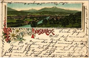 1901 Innsbruck (Tirol), general view. Carl Otto Hayd Art Nouveau, floral, litho (small tear)