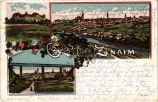 1906 Znojmo, Znaim; Klosterbruck, Thaya Viaduct. Art Nouveau, floral, litho (small tear)