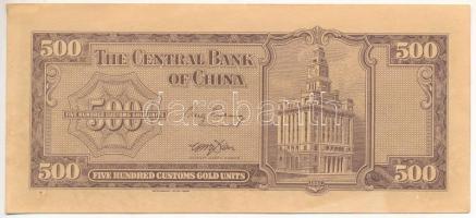 Kína 1947. 500CGU T:II hajtatlan, fo. China 1947. 500 Custom Gold Units C:XF unfolded, spotted Kraus...