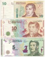 Argentína 2008-2012. 10P + 2015. 5P + 2016. 10P T:III Argentina 2008-2012. 10 Pesos + 2015. 5 Pesos + 2016. 10 Pesos C:F