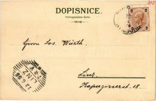 1898 (Vorläufer) Nymburk, Kostel sv. Jilji, Stará fortna, Námestí / church, square. Art Nouveau, flo...