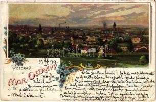 1899 (Vorläufer) Ostrava, Moravská Ostrava, Mährisch Ostrau; general view. Art Nouveau, floral, litho (fa)