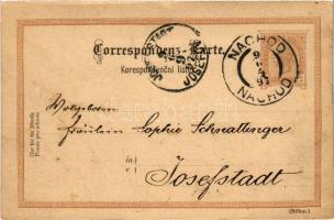 1897 (Vorläufer!) Náchod, Zámek, Celkovy pohled, Námestí. Art Nouveau, floral, litho (cut)