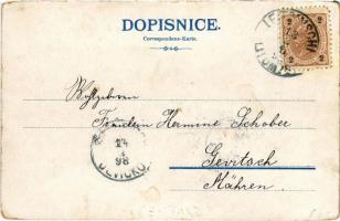 1898 (Vorläufer) Litomysl, Námestí, Kláster a c.k. gymnásium, Zámek. Art Nouveau, floral, litho (wor...