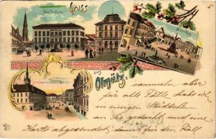 1898 (Vorläufer) Olomouc, Olmütz; Franz Josefplatz, Nieder-Ring, Ober-Ring. O.Z.M. Art Nouveau, floral, litho (EK)