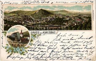 1897 (Vorläufer!) Karlovy Vary, Karlsbad; Marktplatz. Art Nouveau, floral, litho (pinhole)